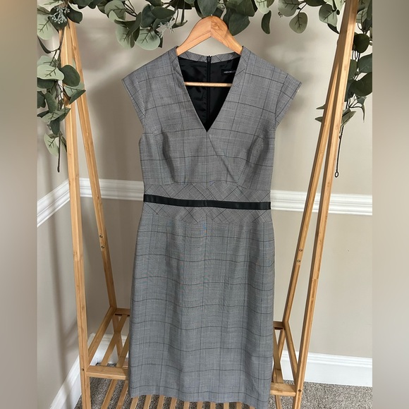 NWOT Karen Millen Grey and Black Tweed Midi Office Dress - Picture 3 of 10